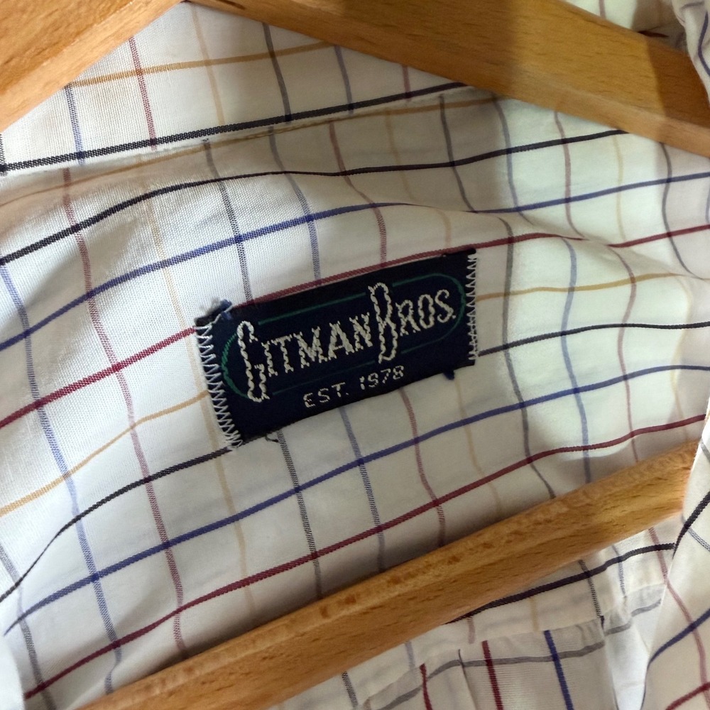 Gitman Bros Button Down Mens 2XL White Tattersall Check Long Sleeve Shirt - Picture 3 of 8